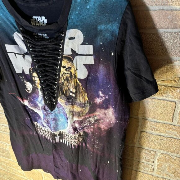 Star Wars Chuwbacca Women's Size M Retro‎ Punk Rock Slit V-Neck Shirt - Picture 3 of 4